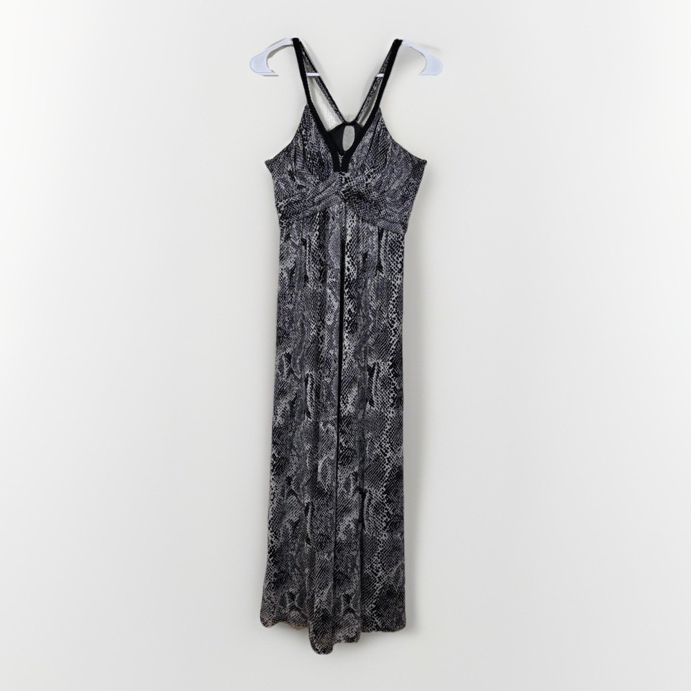 Express‎ Maxi Halter Dress Women's Small Black Snake Print V-Neck Trendy Evening